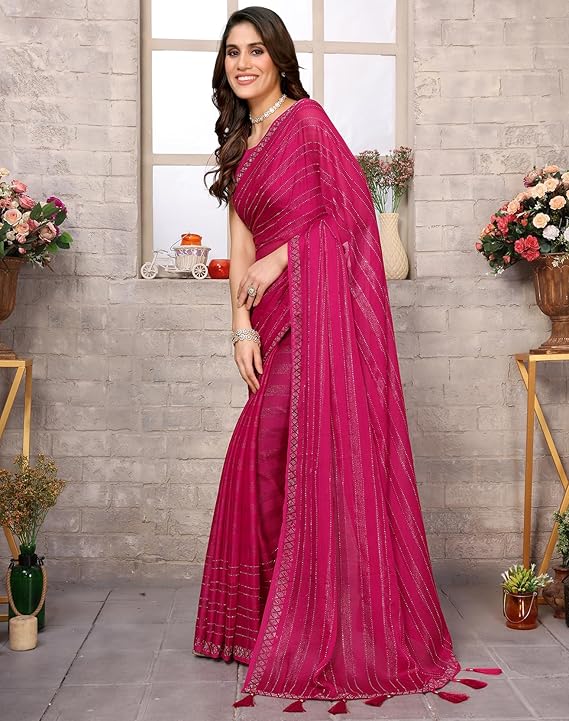 Yashika Women's latest Chiffon Saree 